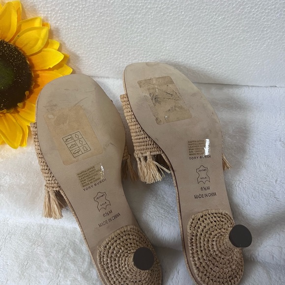 Tory Burch Eleanor Raffia Slide, Natural, Size 6.5 - Picture 6 of 8